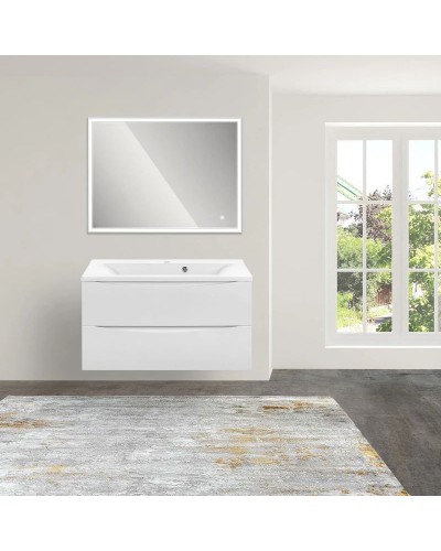 Комплект мебели белый глянец 90 см Vincea Mia VMC-2MA900GW + VCB-3M900W + VLM-3VN900