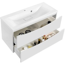 Комплект мебели белый глянец 90 см Vincea Mia VMC-2MA900GW + VCB-3M900W + VLM-3VN900