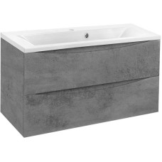 Комплект мебели бетон 90 см Vincea Mia VMC-2MA900BT + VCB-3M900W + VLM-3VN900