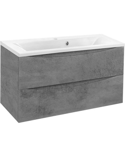 Комплект мебели бетон 90 см Vincea Mia VMC-2MA900BT + VCB-3M900W + VLM-3VN900