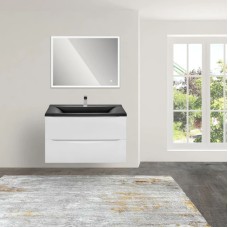 Комплект мебели белый глянец 80 см Vincea Mia VMC-2MA800GW + VCB-3M800B + VLM-3VN800