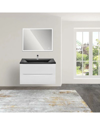 Комплект мебели белый глянец 80 см Vincea Mia VMC-2MA800GW + VCB-3M800B + VLM-3VN800