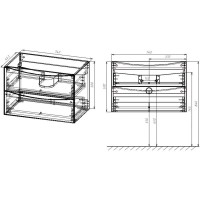 Комплект мебели белый глянец 80 см Vincea Mia VMC-2MA800GW + VCB-3M800B + VLM-3VN800