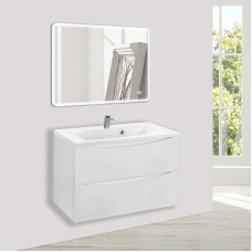 Комплект мебели белый глянец 80 см Vincea Mia VMC-2MA800GW + VCB-3M800W + VLM-3VC800