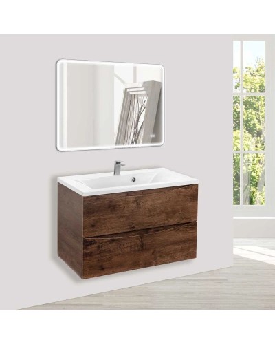 Комплект мебели темный дуб 75 см Vincea Mia VMC-2MA750RW + VCB-3M750W + VLM-3VC800