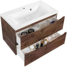 Комплект мебели темный дуб 75 см Vincea Mia VMC-2MA750RW + VCB-3M750W + VLM-3VC800