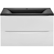 Комплект мебели белый глянец 75 см Vincea Mia VMC-2MA750GW + VCB-3M750B + VLM-3VN800