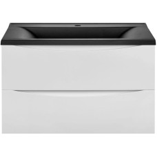 Комплект мебели белый глянец 75 см Vincea Mia VMC-2MA750GW + VCB-3M750B + VLM-3VN800