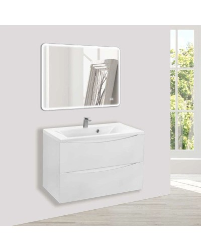 Комплект мебели белый глянец 75 см Vincea Mia VMC-2MA750GW + VCB-3M750W + VLM-3VC800