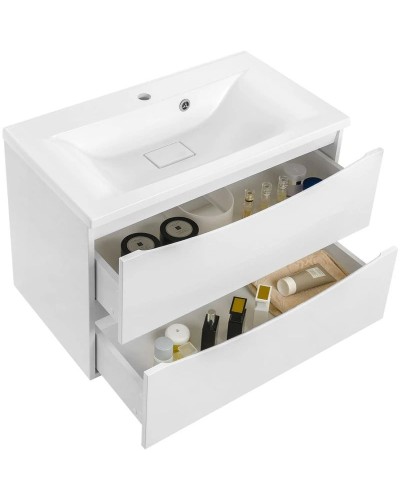 Комплект мебели белый глянец 75 см Vincea Mia VMC-2MA750GW + VCB-3M750W + VLM-3VC800