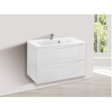 Комплект мебели белый глянец 75 см Vincea Mia VMC-2MA750GW + VCB-3M750W + VLM-3VC800