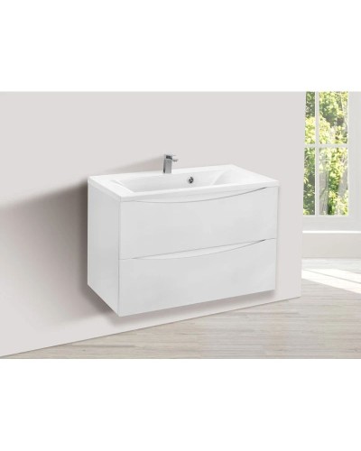 Комплект мебели белый глянец 75 см Vincea Mia VMC-2MA750GW + VCB-3M750W + VLM-3VC800