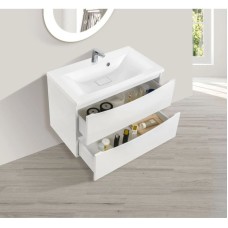 Комплект мебели белый глянец 75 см Vincea Mia VMC-2MA750GW + VCB-3M750W + VLM-3VC800