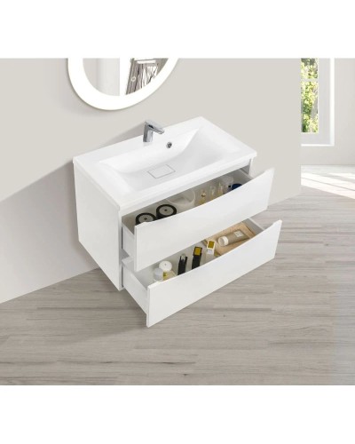 Комплект мебели белый глянец 75 см Vincea Mia VMC-2MA750GW + VCB-3M750W + VLM-3VC800