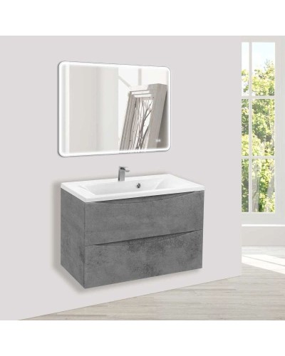 Комплект мебели бетон 75 см Vincea Mia VMC-2MA750BT + VCB-3M750W + VLM-3VC800
