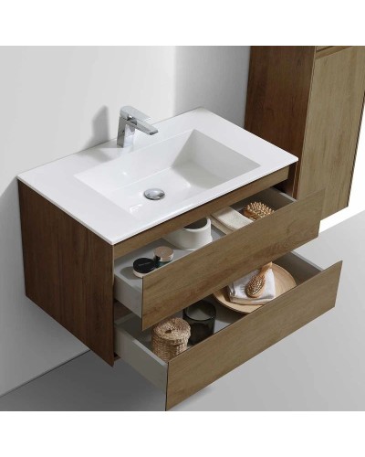 Комплект мебели дуб табачный 80 см Vincea Luka VMC-2L800TO + VCB-13800W + VLM-3VN800