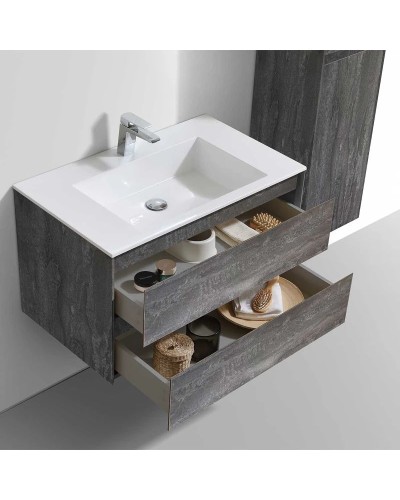 Комплект мебели серый камень 80 см Vincea Luka VMC-2L800GS + VCB-13800W + VLM-3VN800