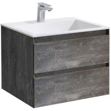 Комплект мебели серый камень 60 см Vincea Luka VMC-2L600GS + VCB-13600W + VLM-2J600