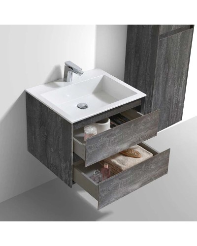 Комплект мебели серый камень 60 см Vincea Luka VMC-2L600GS + VCB-13600W + VLM-2J600