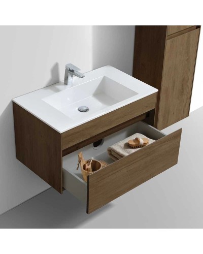 Комплект мебели дуб табачный 80 см Vincea Chiara VMC-2C800TO + VCB-13800W + VLM-3VN800