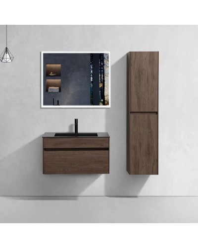 Комплект мебели темный дуб 80 см Vincea Chiara VMC-2C800RO + VCB-13800B + VLM-3VN800