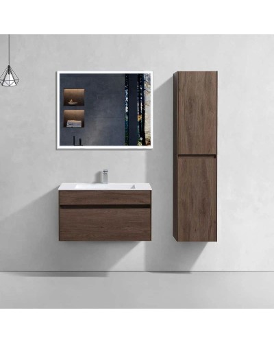 Комплект мебели темный дуб 80 см Vincea Chiara VMC-2C800RO + VCB-13800W + VLM-3VN800