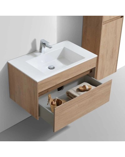 Комплект мебели натуральный дуб 80 см Vincea Chiara VMC-2C800NO + VCB-13800W + VLM-3VN800