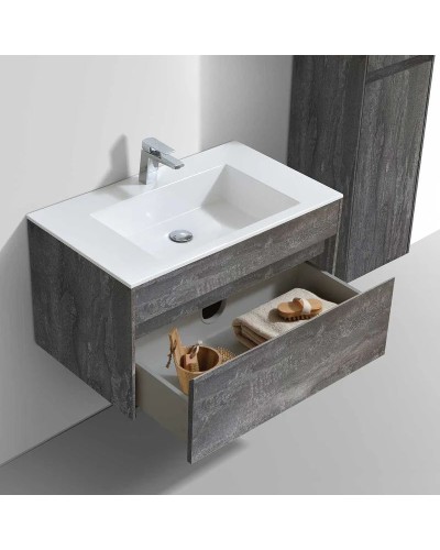 Комплект мебели серый камень 80 см Vincea Chiara VMC-2C800GS + VCB-13800W + VLM-3VN800