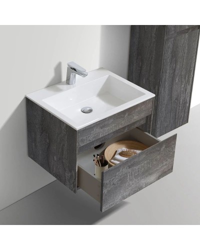 Комплект мебели серый камень 60 см Vincea Chiara VMC-2C600GS + VCB-13600W + VLM-3VN600