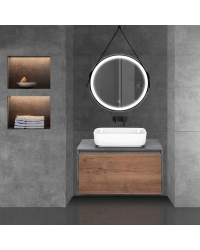 Комплект мебели дуб табачный/бетон 80 см Vincea Mesa VMC-2MS800TB + VBS-105 + VLM-2N600+