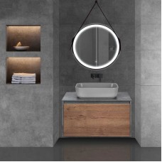 Комплект мебели дуб табачный/бетон 80 см Vincea Mesa VMC-2MS800TB + VBS-105MG + VLM-2N600+