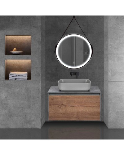 Комплект мебели дуб табачный/бетон 80 см Vincea Mesa VMC-2MS800TB + VBS-105MG + VLM-2N600+