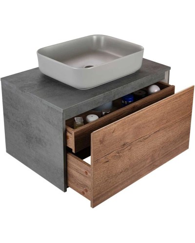 Комплект мебели дуб табачный/бетон 80 см Vincea Mesa VMC-2MS800TB + VBS-105MG + VLM-2N600+