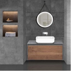 Комплект мебели дуб табачный/бетон 100 см Vincea Mesa VMC-2MS100TB + VBS-105 + VLM-2N600+