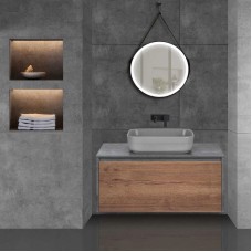 Комплект мебели дуб табачный/бетон 100 см Vincea Mesa VMC-2MS100TB + VBS-105MG + VLM-2N600+