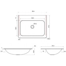Комплект мебели бетон 59,4 см Vincea Vico VMC-2V600BT + VCB-2VP600G + VLM-2N600+