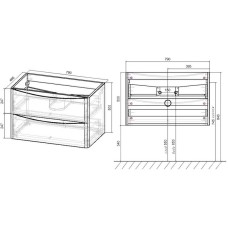 Комплект мебели темный дуб 79,4 см Vincea Paola VMC-2P800RW + VCB-2VP800B + VLM-2N700+