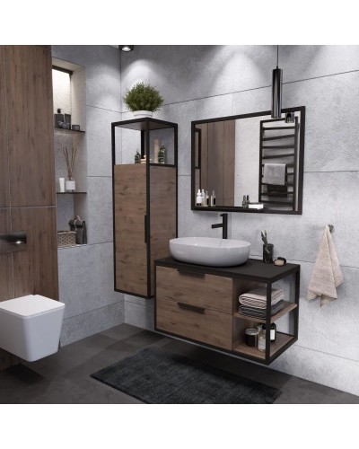 Комплект мебели дуб веллингтон/черный 90 см Grossman Лофт 109001 + GR-3015 + 209001