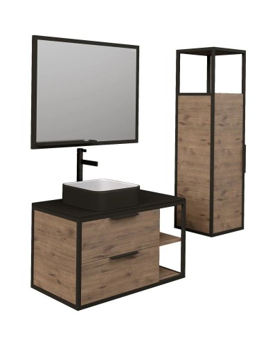 Комплект мебели дуб веллингтон/черный 90 см Grossman Лофт 109001 + GR4042BW + 209001