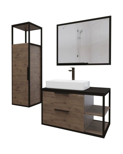 Комплект мебели дуб веллингтон/черный 90 см Grossman Лофт 109001 + GR-3031 + 209001