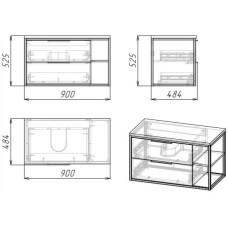 Комплект мебели дуб веллингтон/черный 90 см Grossman Лофт 109001 + GR-4041BW + 209001