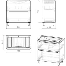 Комплект мебели белый глянец 79,7 см Grossman Адель 108007 + 4627173210249 + 208004