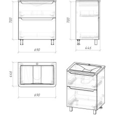 Комплект мебели белый глянец 70 см Grossman Адель 107005 + 4627173210232 + 207004