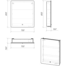Комплект мебели белый глянец 70 см Grossman Адель 107005 + 4627173210232 + 207004