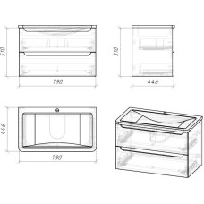 Комплект мебели белый глянец 79,7 см Grossman Адель 108003 + 4627173210249 + 208004