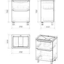 Комплект мебели белый глянец 60 см Grossman Адель 106007 + 4627173210225 + 206004