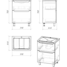 Комплект мебели белый глянец 60 см Grossman Адель 106007 + 4627173210225 + 206004