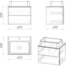 Комплект мебели дуб веллингтон/белый матовый 65 см Grossman Альба 106503 + GR-3016 + 206501