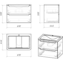 Комплект мебели белый глянец 70 см Grossman Адель 107006 + 4627173210232 + 207004
