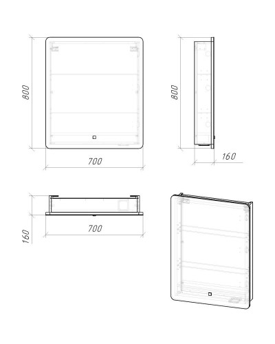 Комплект мебели белый глянец 70 см Grossman Адель 107006 + 4627173210232 + 207004